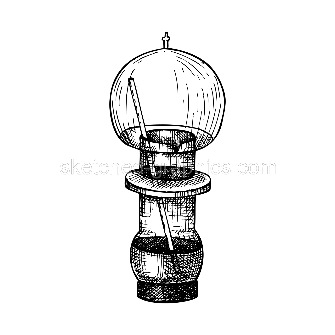 Hand sketched laboratory equipment illustration. Glassware hand drawing for alchemy, medicine, cosmetics or perfume. Alchemy lab tools. Glass bottle hand drawing. Illustration